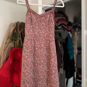 Pink floral print mini dress
